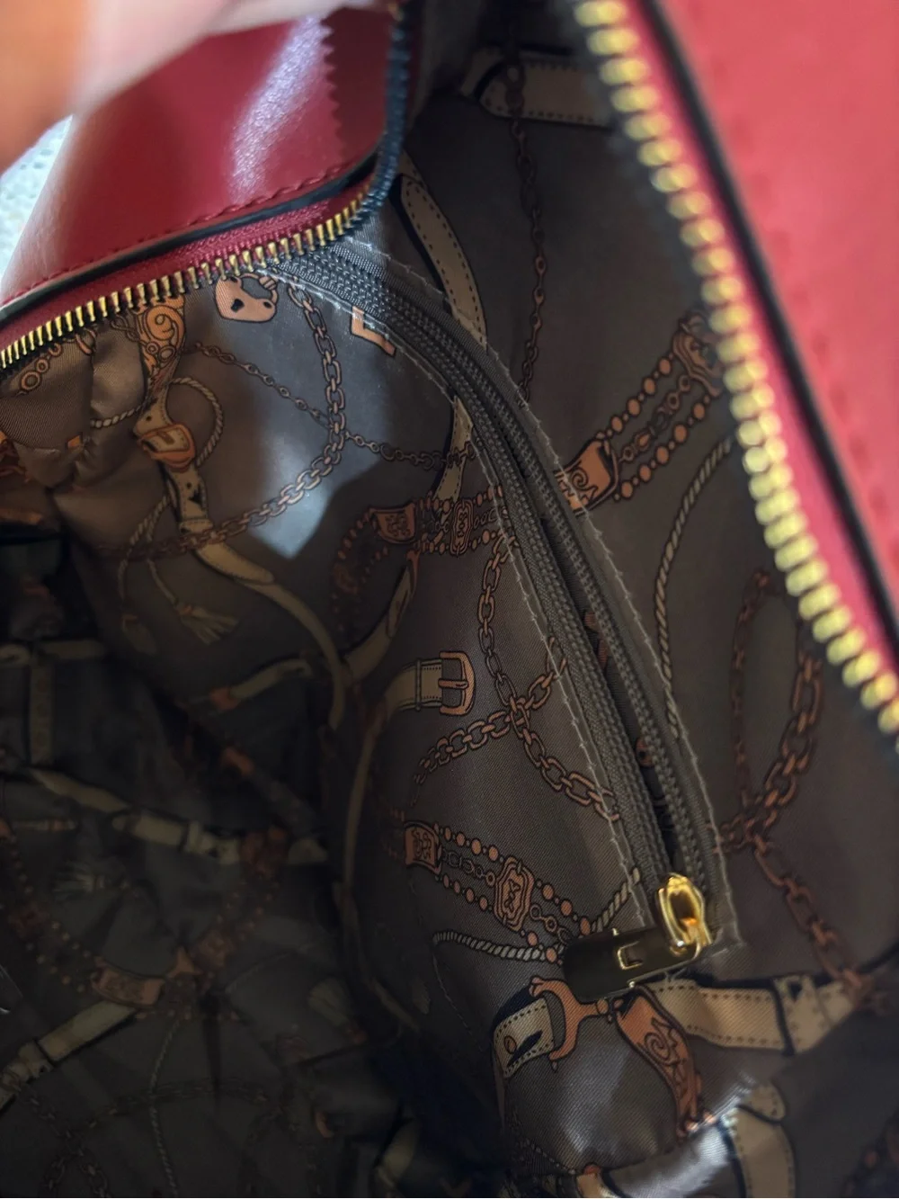Woven Red Leather Backpack